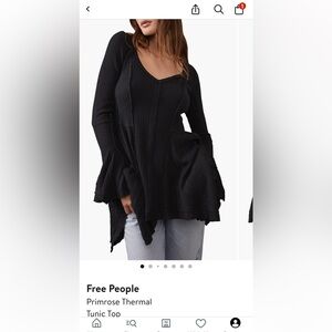 Free People Black Flared Long Sleeve Top